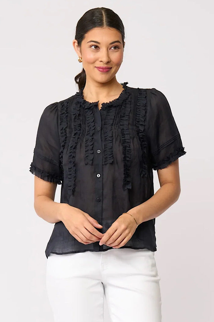 FRILL OF IT BLOUSE - TRUE NAVY