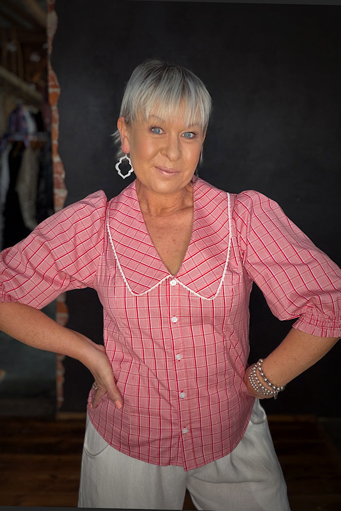 DARLING BLOUSE - RED CHECK