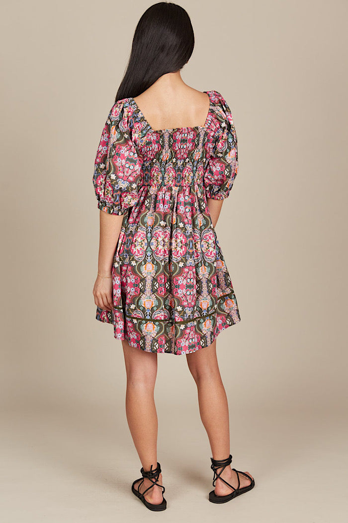 REMI MINI DRESS - OLIVE FLEURON