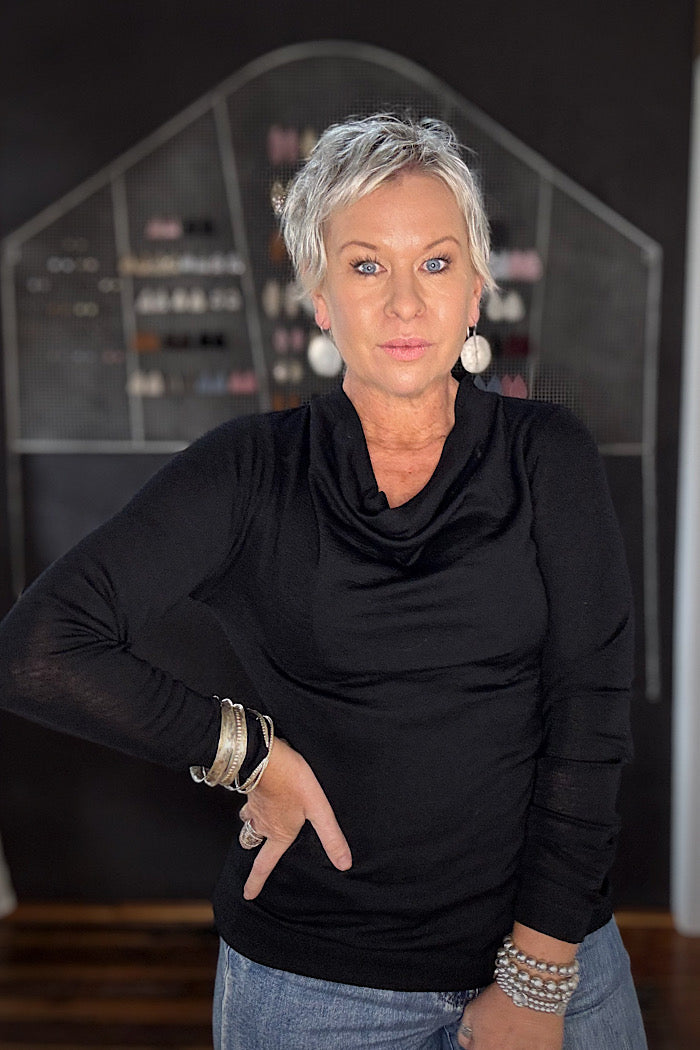 HOLY COWL TOP - BLACK