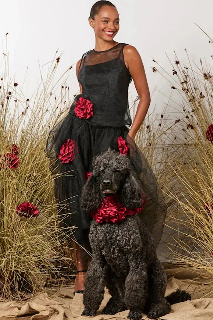 ETERNAL LOVE SKIRT - BLACK/RED ROSES