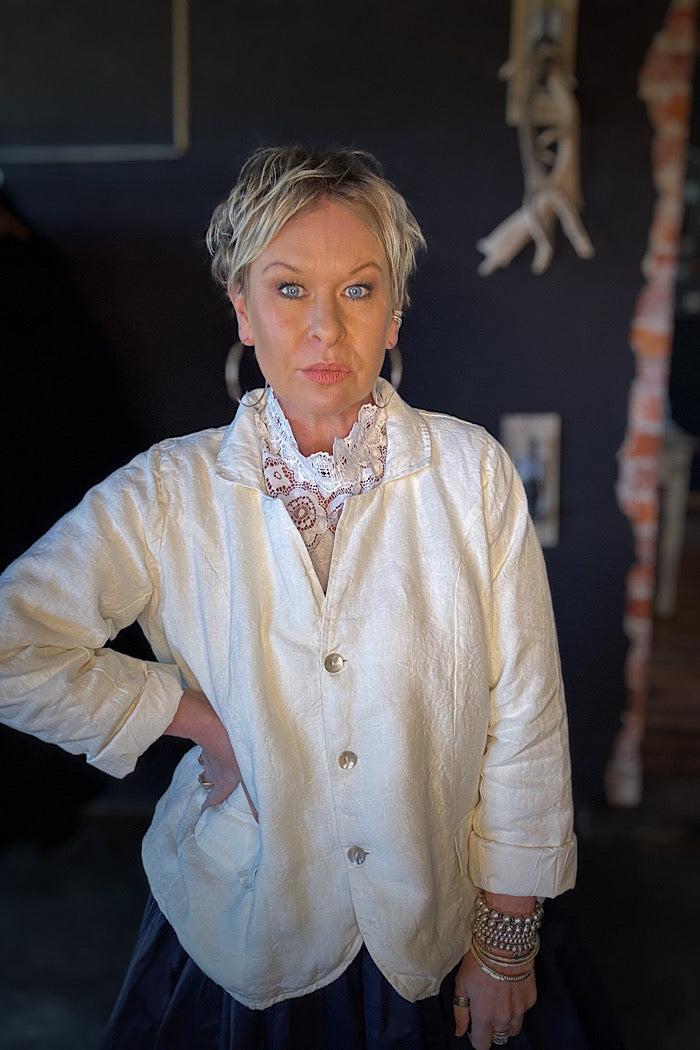 BARIDI LINEN JACKET - WHITE
