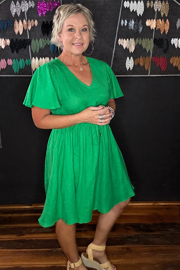 HALCYON TIE DRESS - EMERALD