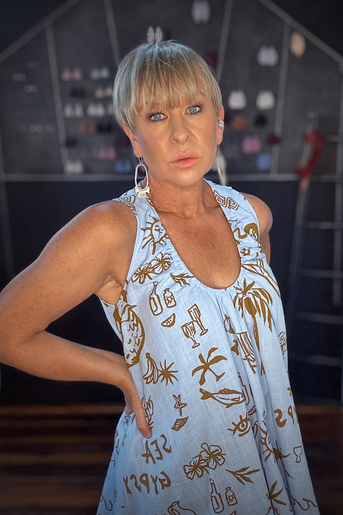 STACEY GATHERED MINI DRESS - SEA GYPSY