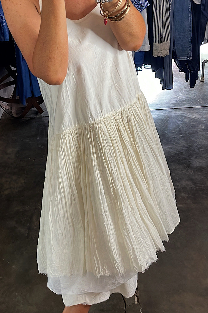 AMELIE SHORT TUTU SLIP DRESS - WARM WHITE