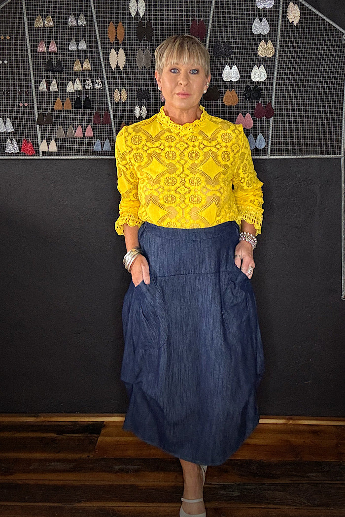 OLGA DE POLGA MILWAUKEE SKIRT - CLASSIC DENIM