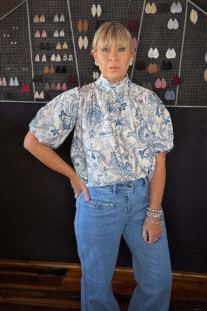 LAURIE BLOUSE - BLUE TILE
