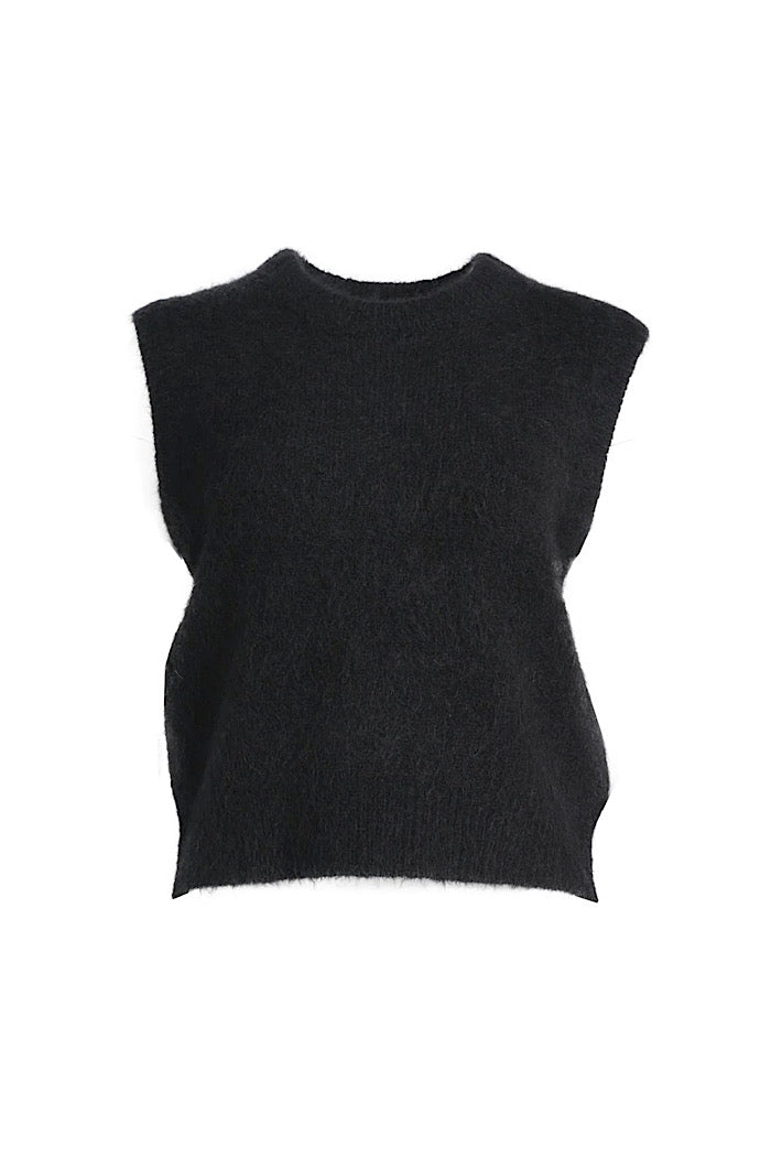 OLGA DE POLGA ASPEN KNIT ALPACA VEST - BLACK