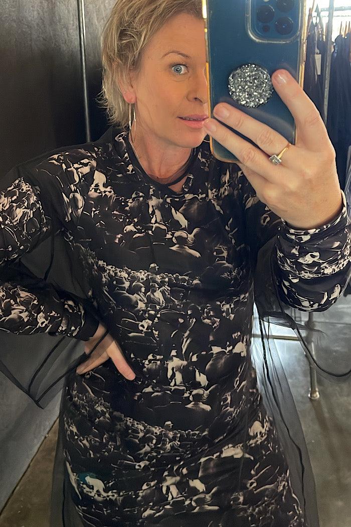 HELMUT DRESS - BLACK SHEER