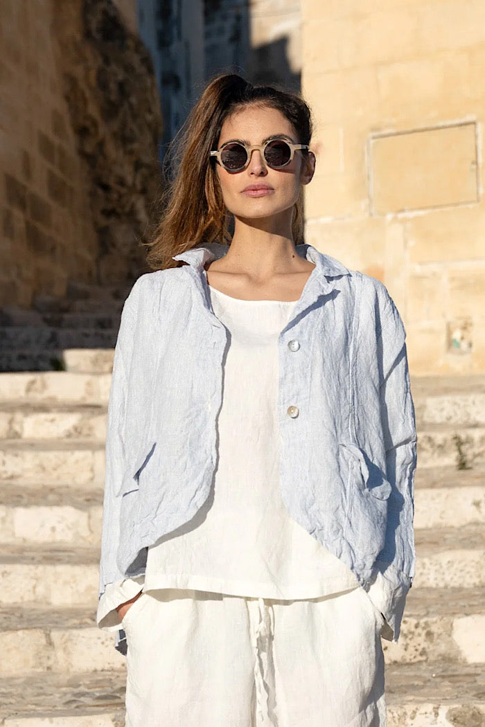 HENRI JACKET - BLUE PIN STRIPE