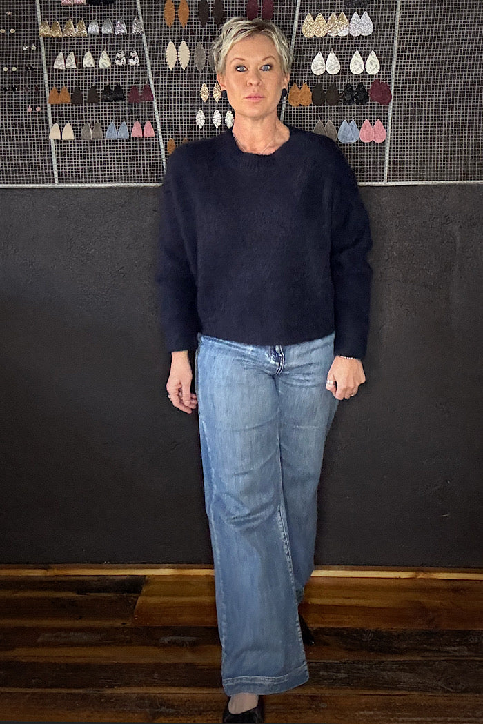 OLGA DE POLGA ASPEN KNIT ALPACA SWEATER - NAVY