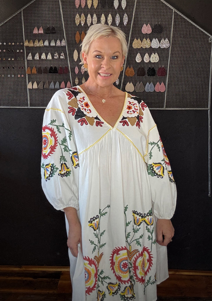 COME TO GATHER DRESS - MULTI EMBROIDERY