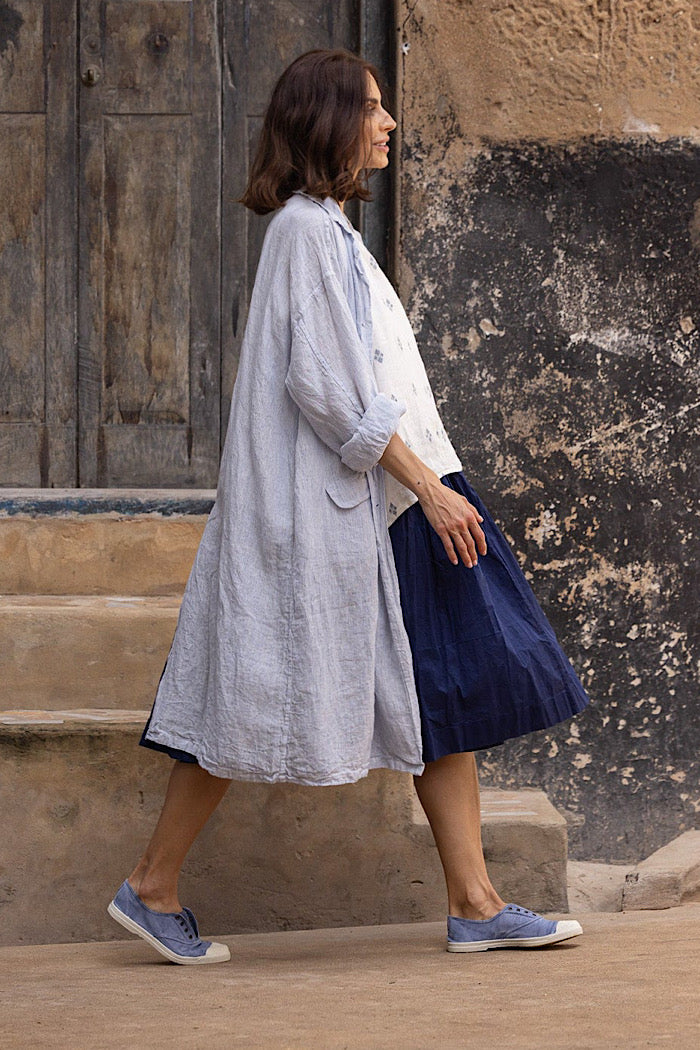 PIAF COAT - BLUE PIN STRIPE