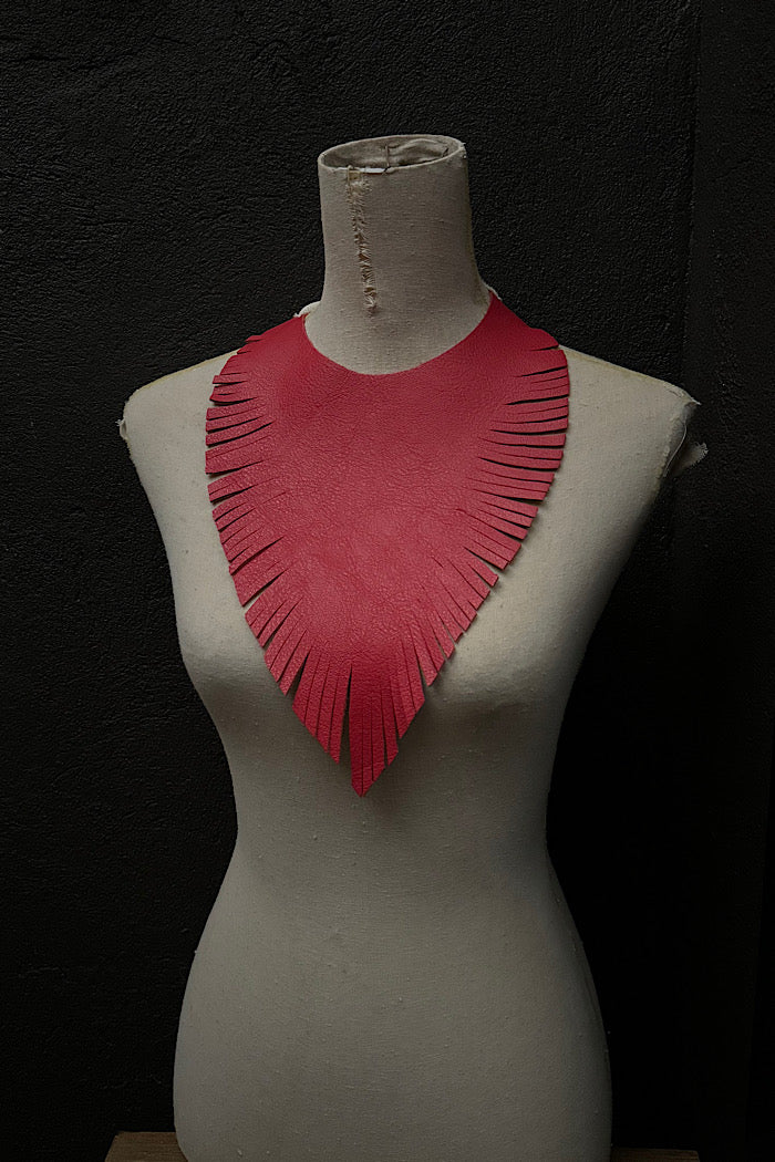 MICKELLOO “RUFFLED FEATHERS” NECKLACE - TEXTURED MATTE RED
