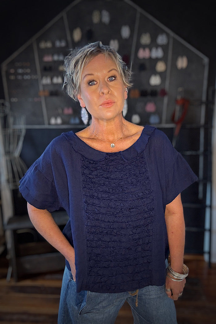 JUA LINEN TOP - INDIGO
