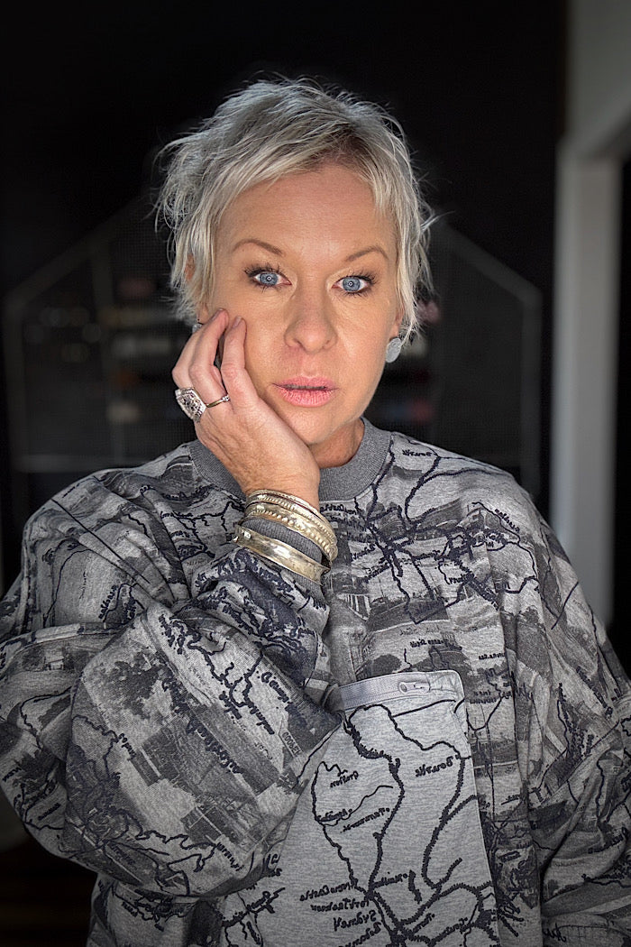 CIRCULAR BY MAUD ALICE DAINTY ROAD TRIP SWEATER - STREETS & MAPS
