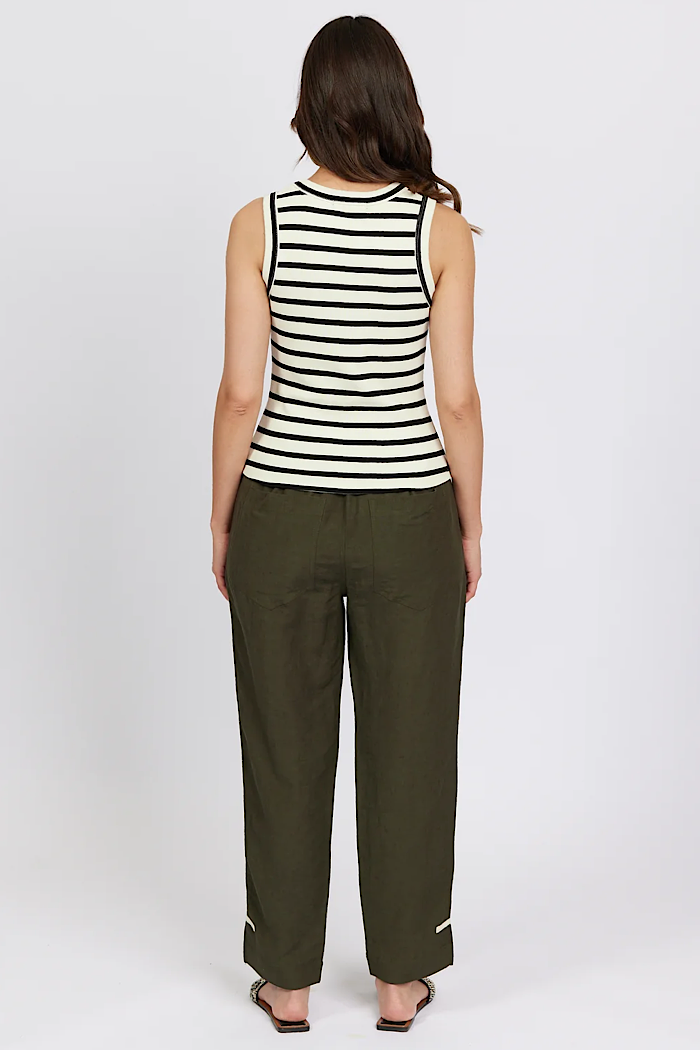 TRUE TANK - BLACK/ECRU STRIPE