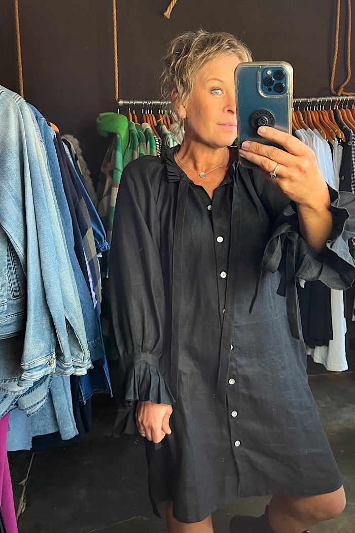 UMA LINEN DRESS - BLACK