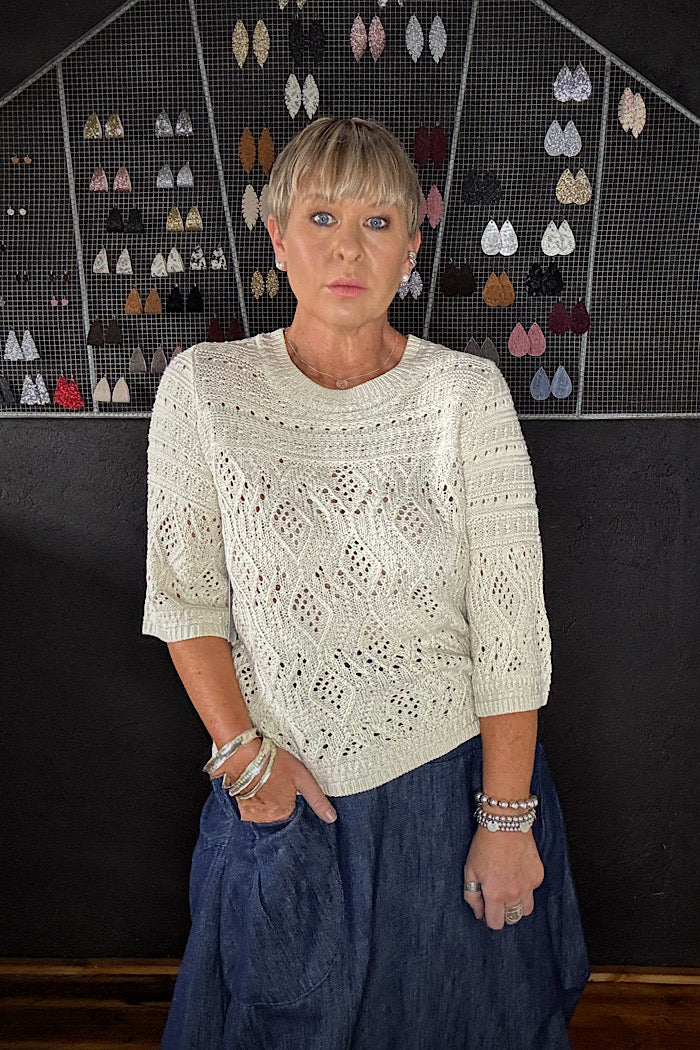 CROCHET CABLE SWEATER - SAFARI