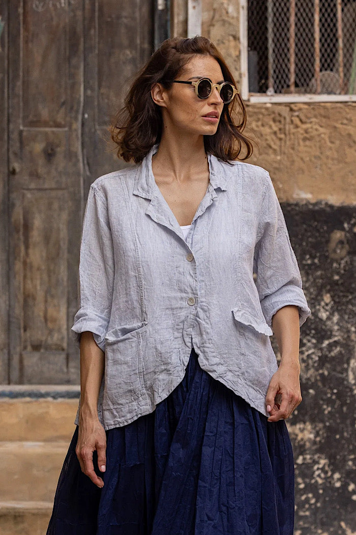 HENRI JACKET - BLUE PIN STRIPE