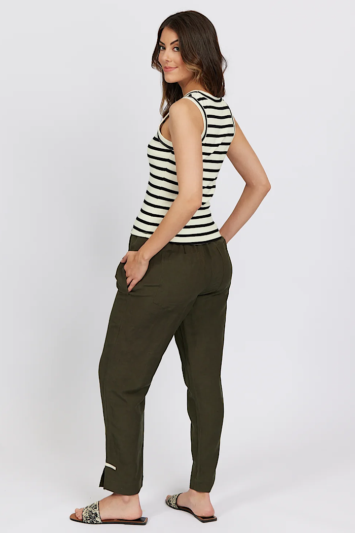 TRUE TANK - BLACK/ECRU STRIPE