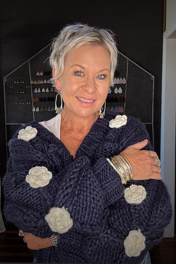 ALEXA KNIT CARDI - NAVY