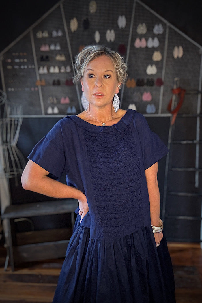 JUA LINEN TOP - INDIGO