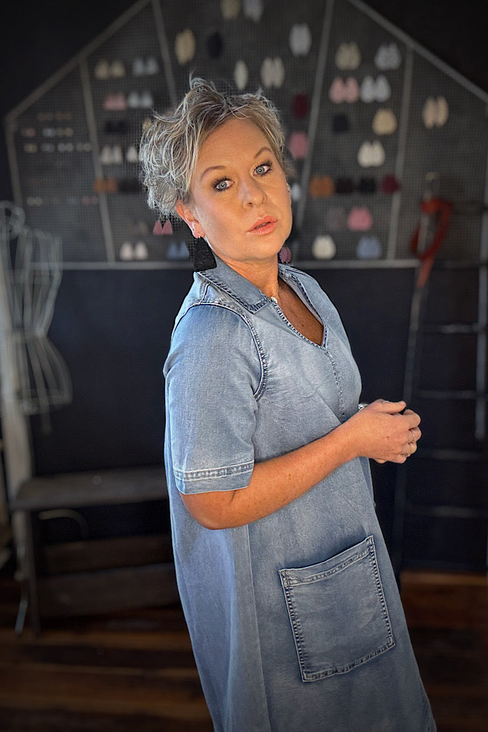 JEAN-IOUS DENIM DRESS - BLUE WASH