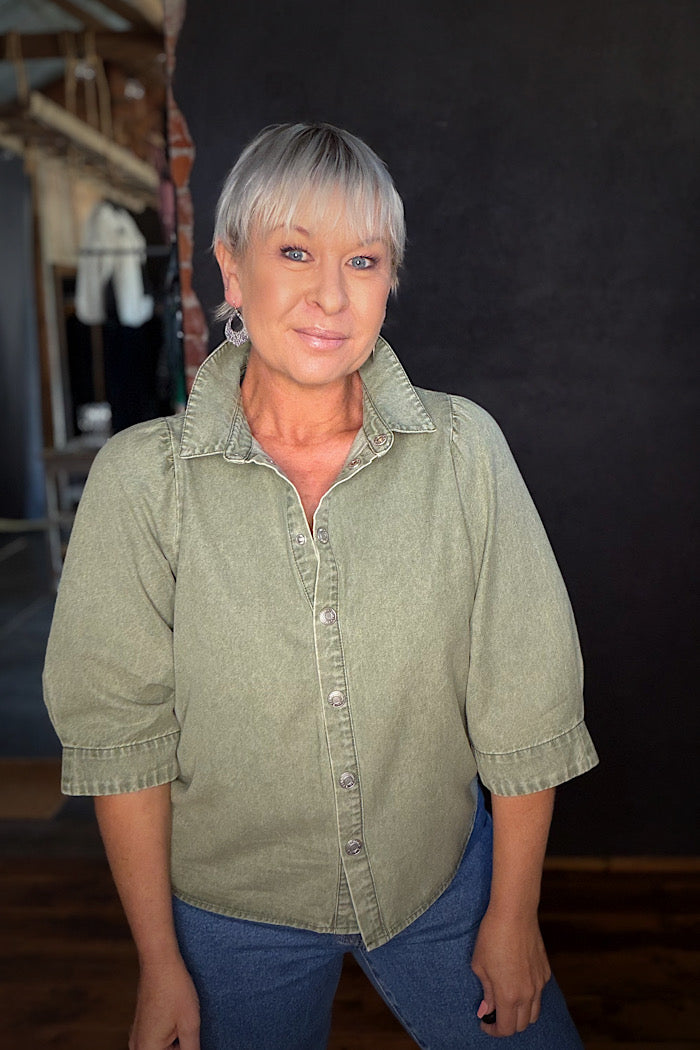 LOLLY’S LAUNDRY BONO SHIRT - DUSTY GREEN