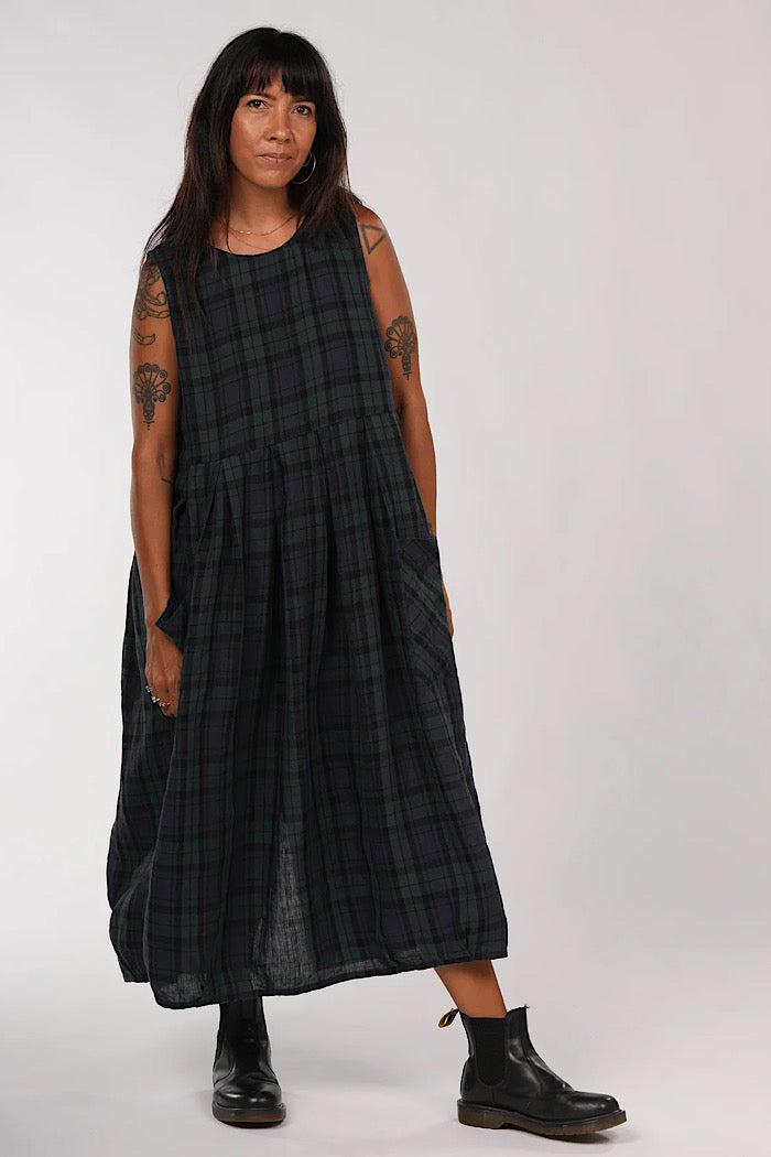 SARTENE FRENCH LINEN TARTAN DRESS