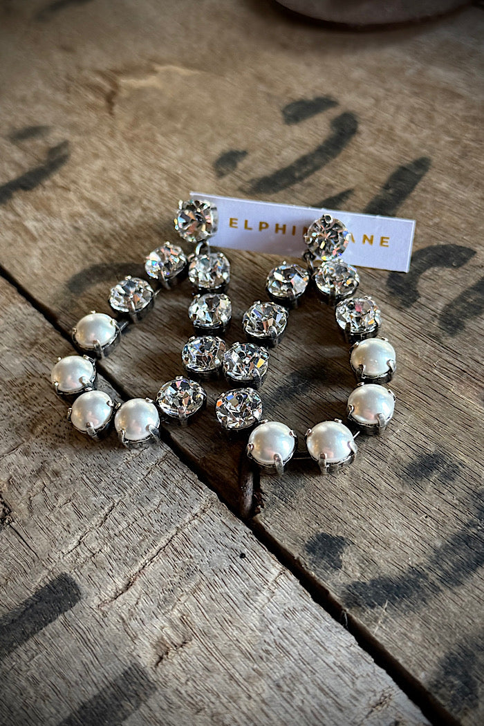 AURORA ROCKS LOOP EARRINGS - PEARL & CRYSTAL
