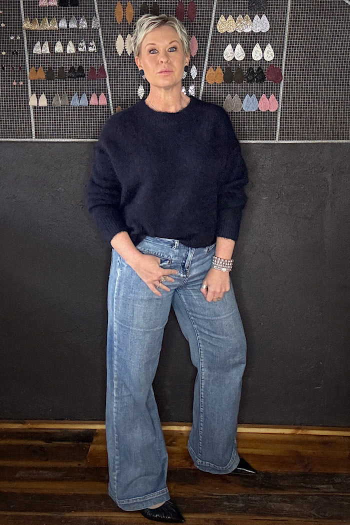 OLGA DE POLGA ASPEN KNIT ALPACA SWEATER - NAVY