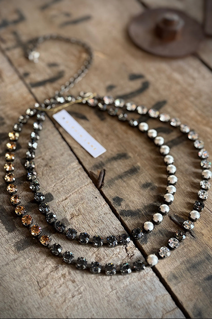 AURORA MINI ROCKS DOUBLE NECKLACE - PEARL