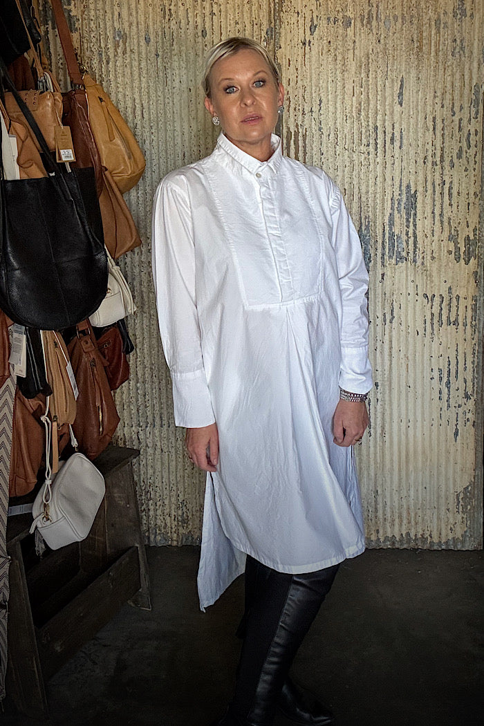 WINIFRED SHIRT DRESS COTTON POPLIN - WHITE