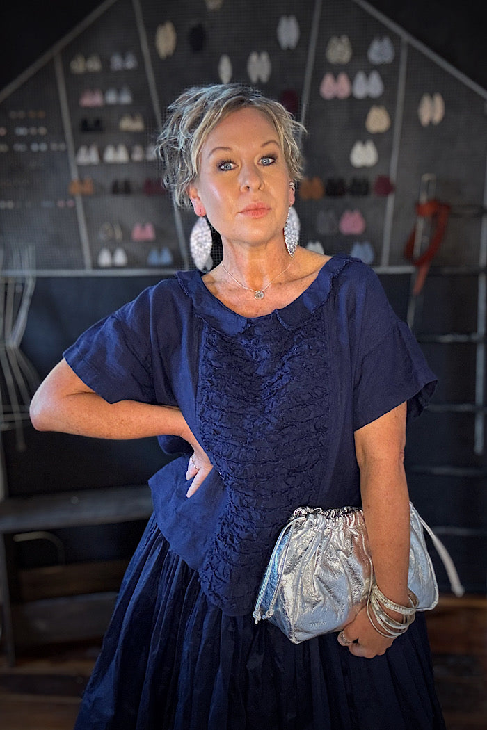 JUA LINEN TOP - INDIGO
