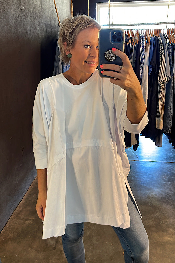 JERSEY WIDE SEAM TUNIC - WHITE