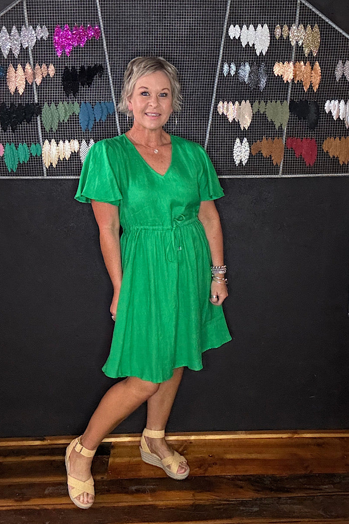 HALCYON TIE DRESS - EMERALD