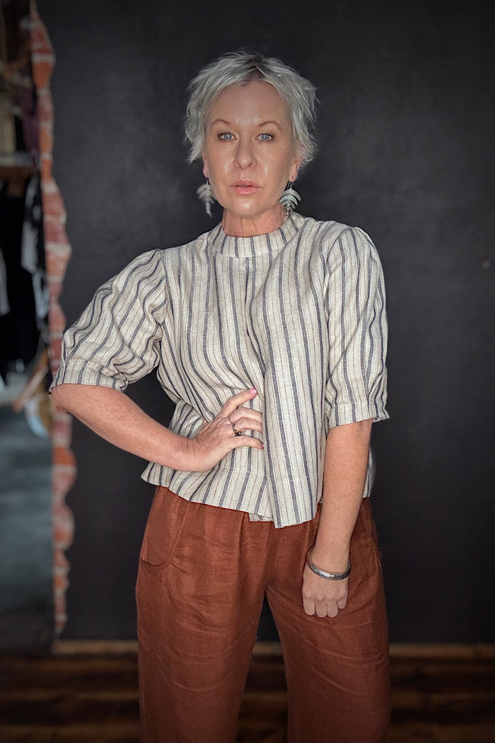 EVA’S SUNDAY LORETTA REVERSIBLE TOP - NAVY STRIPE