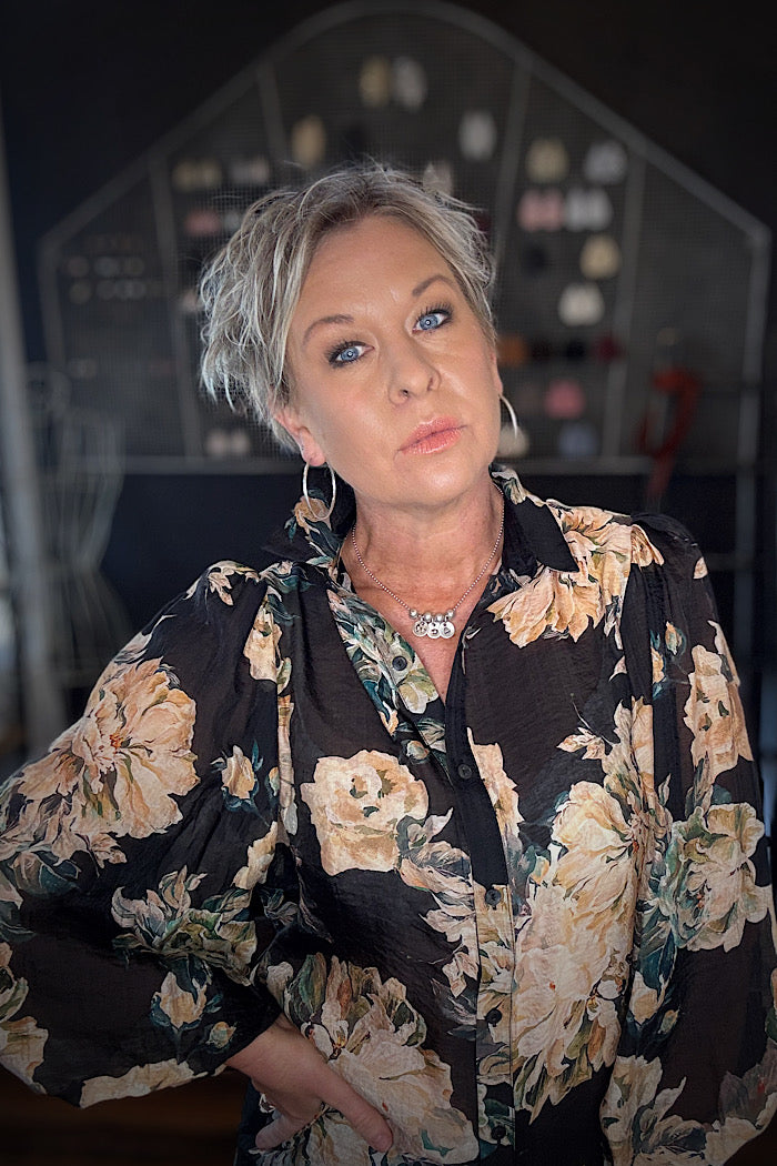 SOPHIA SHIRT - BLACK FLORAL