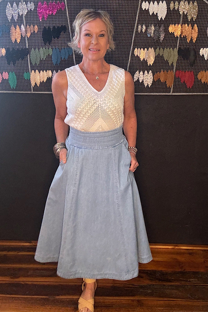 365 DAYS DAKOTA DENIM SKIRT - LIGHT WASH