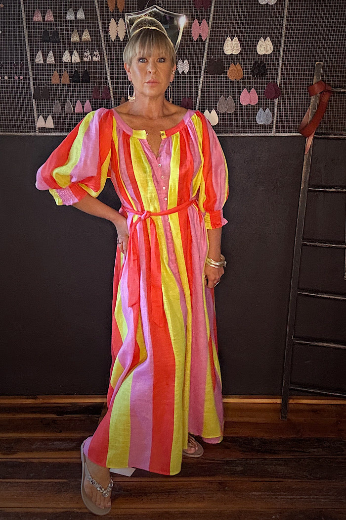 LA BOHEME GIRLS CAMILA MAXI DRESS CANDY STRIPE