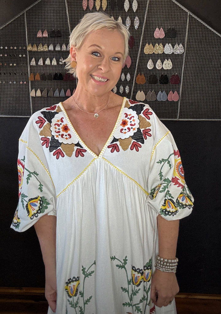 COME TO GATHER DRESS - MULTI EMBROIDERY