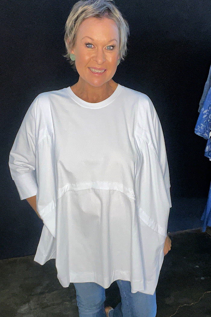 JERSEY WIDE SEAM TUNIC - WHITE
