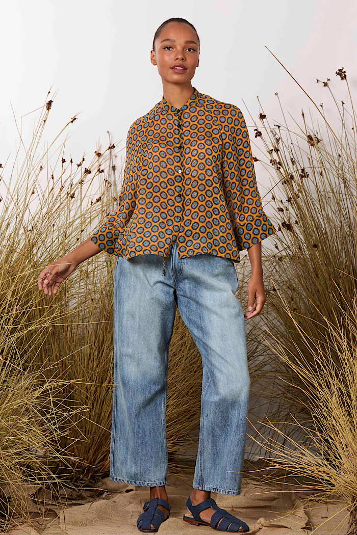 M.A. DAINTY SAMMY SHIRT/BLOUSE - ORANGE/BLUE
