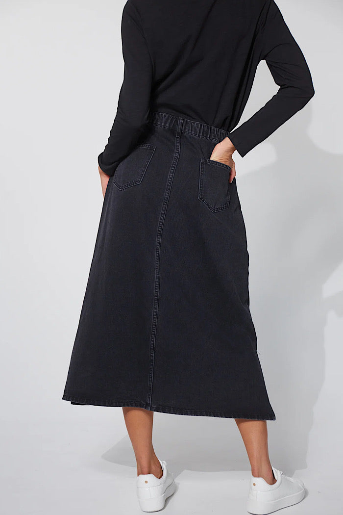 DALTON DENIM SKIRT - SLATE
