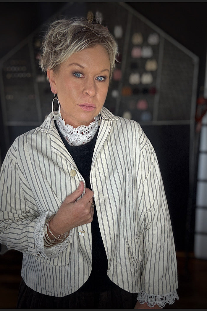 OXFORD JACKET -  CREAM TICKING