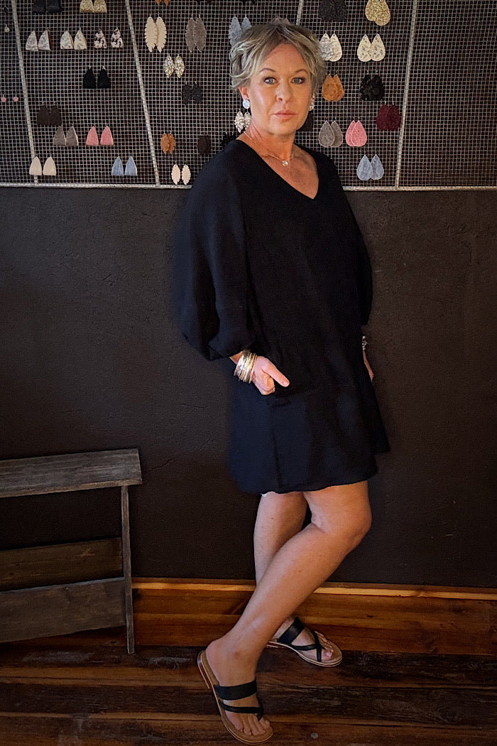 FUNDAMENTAL LINEN EASE DRESS - BLACK