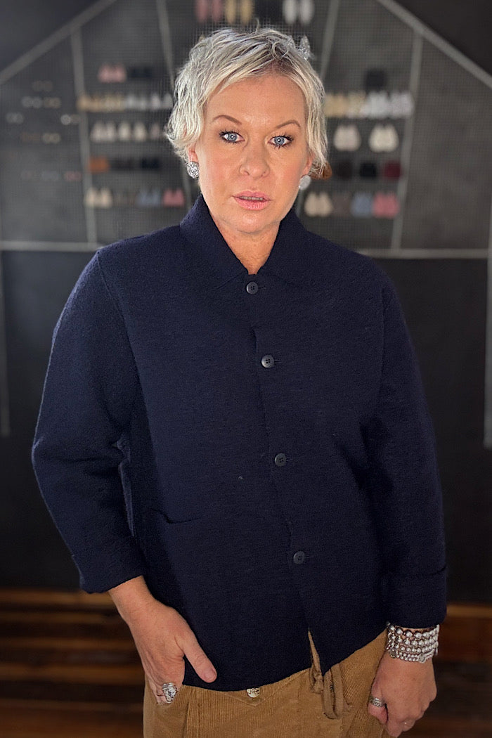 BOBO BOILED WOOL JACKET - NAVY