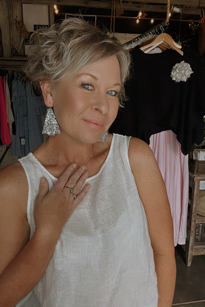 MICKELLOO LEATHER CHRISTMAS TREE EARRINGS