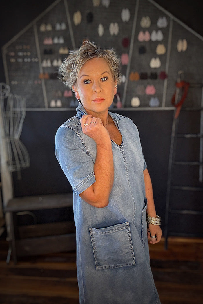 JEAN-IOUS DENIM DRESS - BLUE WASH